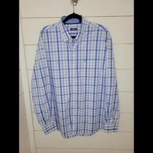 IZOD XL blue & white checkered button-down shirt